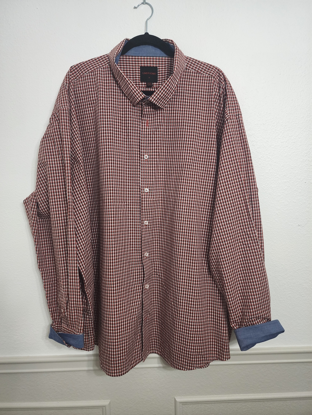 Linea Uomo Men’s Red Check Button-Up Shirt 5X
